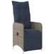 vidaXL Fauteuil de jardin réglable avec coussins poly rotin gris