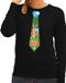 Bellatio Decorations Shoppartners Bv Zwarte Paas sweater met paashaas stropdas - Pasen trui voor dames - Pasen kleding XL