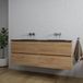 Saniclass Chaci Badkamermeubelset - 140x46x55cm - keramische wastafel zwart - 2 wasbakken - zonder kraangaten - 4 lades - mat eiken gemêleerd