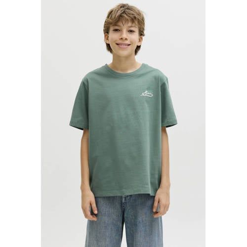 JACK&JONES Jongens T-shirt JCODUST SCRIPT BACK TEE SS CN JNR - Katoen - Maat 152 - Groen