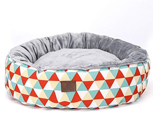 YABAISHI Yabaiishi pluche kristal, rond, voor honden, bed voor dieren voor katten en honden, ademend, super comfortabel, voor huisdieren, 55 x 55 x 16 cm, Orange Geometric