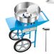 VEVOR Elektrische suikerspinmachine met trolley, 1000 W, commerciële suikerspinmachine met 52 cm roestvrijstalen kom, suikerlepel en lade, voor kinderverjaardagsfeestjes, blauw