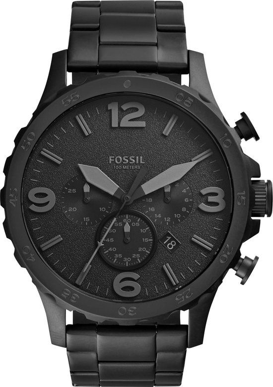Fossil Nate JR1401 Herenhorloge - Zwart - 50 mm