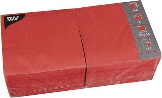 Papstar 12483 Servetten - Rood - 33x33 cm - 250 stuks