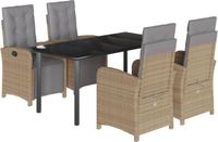 vidaXL 5-delige tuinset met kussens, beige, polyrotan
