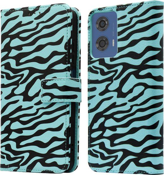 iMoshion Book Case Hoesje voor Motorola Moto G24 / Moto G04 - Black Blue Stripes