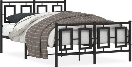 vidaXL Bedframe met hoofd- en voeteneinde metaal zwart 120x190 cm