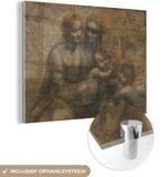 MuchoWow® Peinture sur verre 160x120 cm - Peinture acrylique sur verre - Marie avec l'Enfant et Sainte Anne - Léonard de Vinci - Photo sur verre - Peintures