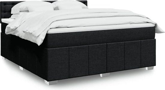vidaXL Boxspring met matras, stof, zwart, 180x200 cm