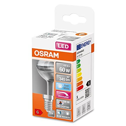 OSRAM Lamps OSRAM Superstar dimbare LED lamp met bijzonder hoge kleurweergave (CRI90), E14-basis helder glas ,Koud wit (4000K), 345 Lumen, substituut voor 60W-verlichtingsmiddel dimbaar, 1-Pak