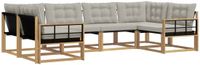 vidaXL Hoek loungeset 6-delig Wit en Lichtgrijs Acacia Hout