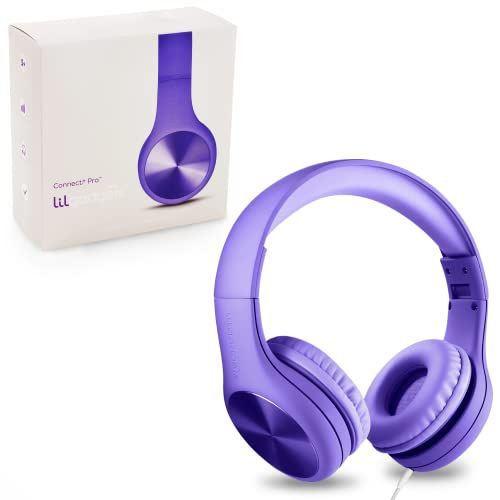 LilGadgets Connect+ PRO Kids Premium Volume Limited Wired Hoofdtelefoon met SharePort en Inline Microfoon (Kinderen) - Paars