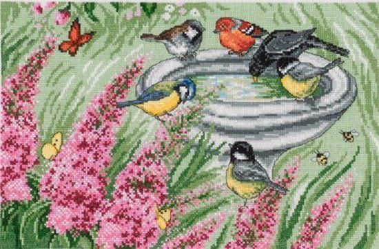 Permin Borduurpakket Vogelbadje Aida - Borduren - Volwassenen