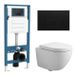 QeramiQ Dely Swirl Compact Toiletset - inbouwreservoir QeramiQ flush - 25mm zitting - metalen bedieningsplaat mat zwart- rechthoekige knoppen - glans wit