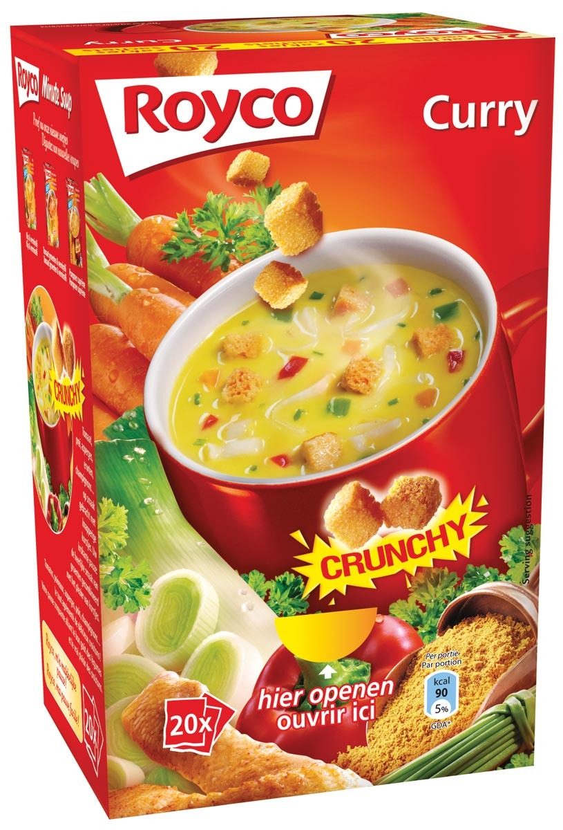 Royco Minute Soup curry met croutons pak van 20 zakjes