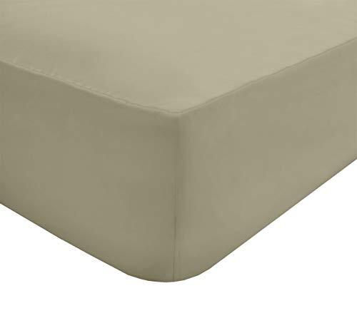 Sleepdown Sleepdown Taupe Plain Hoeslaken Non-Iron 180 Thread Count Percal Poly Katoen Gemakkelijk Te Onderhouden 25cm Diepe Pocket Beddengoed - King