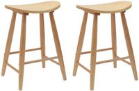 vidaXL Eetstoelen 2 stuks Massief Rubberhout Naturel 46 x 37 x 63 cm
