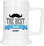 Bellatio Decorations Bierpul voor papa - blauw - keramiek - 530 ml