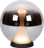 Atmooz Nobus Tafellamp – smoky grijze glasbol – decoratieve tafellamp binnen – geïntegreerde LED 2700K – warm witte sfeerlamp met zwarte metalen basis – luxe druppelvormig glasdesign – moderne tafel lamp woonkamer – smoky grey