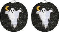 Merkloos Folat 6x stuks ronde lampion 22 cm spook zwart