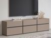 CROSSAIR Meuble tv-hifi 3 portes battantes 3 tiroirs taupe