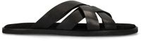 Manfield - Homme - Pantoufles en cuir tressé noir - Taille 40