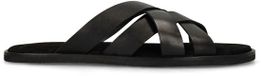 Manfield - Homme - Pantoufles en cuir tressé noir - Taille 40