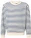 Urban Classics Oversized Striped Crewneck Sweater/trui Kinderen 122/128 Creme/Blauw