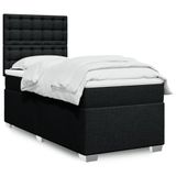 VidaXL Boxspringbed met matras, stof, zwart, 140x190 cm