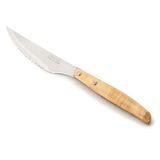 ARCOS Tafelmes, vleesmes, lemmet van nitrum roestvrij staal, 10,2 cm, snijdt vlees moeiteloos dankzij zijn parelslijpen, krachtig gekarteld lemmet, bruin houten handvat, verpakking van 6 stuks