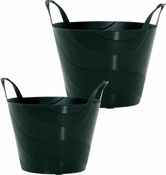 Prosperplast Set - 2x Flexibele Emmers/Wasmanden/Kuipen - Zwart - 30 & 45 Liter