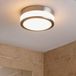 Lindby - Plafondlamp badkamer - 2lichts - Glas, metaal - H: 9 cm - E27 - opaalwit, mat nikkel