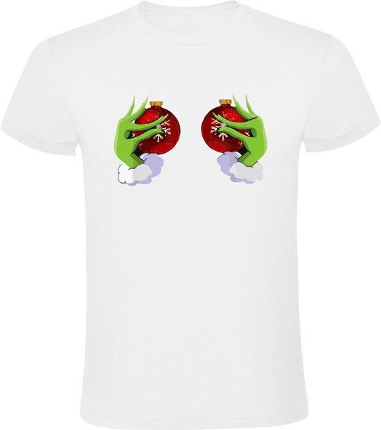 Kerstballen Heren T-shirt - Wit - 3XL - Katoen