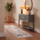 SAFAVIEH Madison Collection 2'3"x8' Crème/Multi MAD611B Boho Chic Bloemen Medaillon Trellis Verontruste Niet-Afwerpende Woonkamer Entryway Foyer Hal Slaapkamer Runner Rug