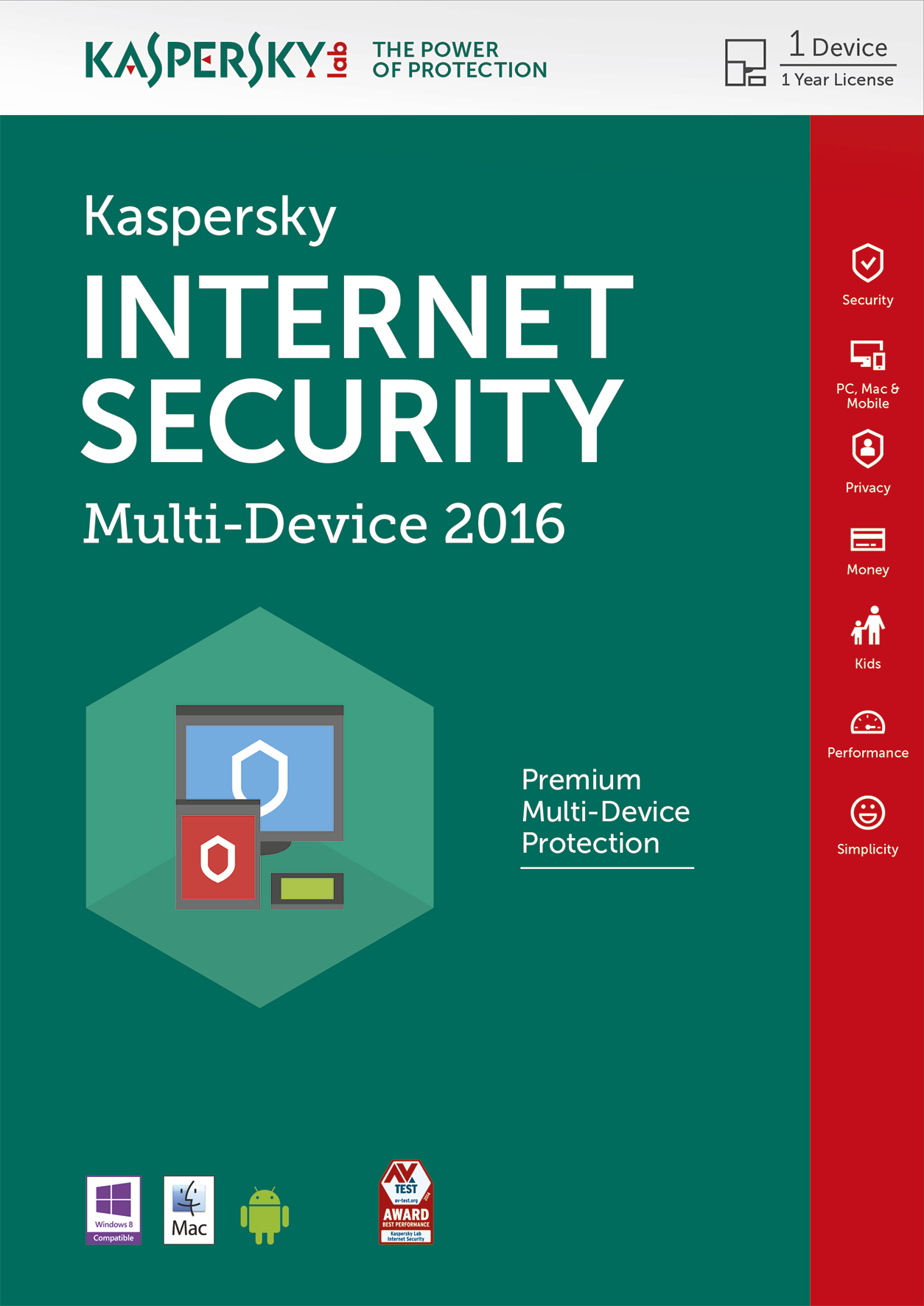 Kaspersky Internet Security Multi-Device 2016 - 1 User - 1 Year - DVD