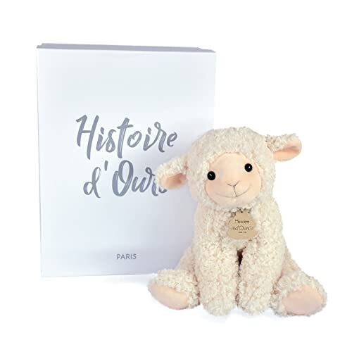 Histoire d'Ours (HISUN) Histoire d'Ours HO3129 pluche dier lam, 30 cm, natuurlijke kleuren