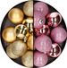 Billiet - Vanlaere 24x pièces boules de Noël en plastique mélange or et rose 6 cm
