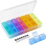 Billybath Tablettenbox 7 dagen, kleine pillendoos 's ochtends 's middags 's avonds, draagbare medicijnbox met drie grote aparte vakken voor medicijnen, vitaminen, calciumtabletten enz.