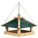 dobar Green Label Narsaq Vogelvoederhuisje met ketting om op te hangen, vogelhuis met groen dak, voederstation voor wilde vogels, 39 x 39 x 30 cm, grenen