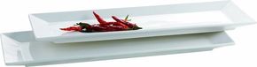 Mäser Serie Trendy Line, bord rechthoekig 32 x 11 cm, wit, set van 2