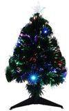 Merkloos / Sans marque Koopman International Kleine Fiber kunst kerstboom - H60 cm - met kerstverlichting - led lampjes - kunstboom