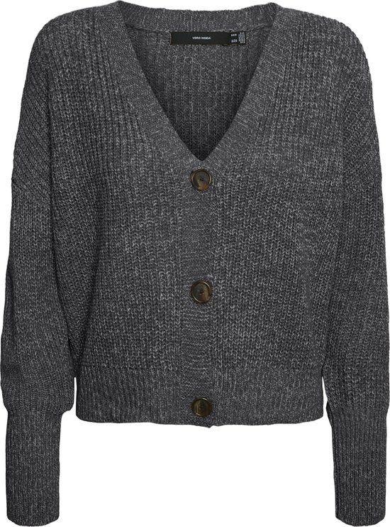 Vero Moda VMLEA LS V-NECK CUFF CARDIGAN NOOS - Asphalt - XS