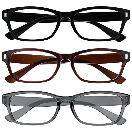 Reading Glasses 3-Pack - Black, Brown, Grey - +1.50