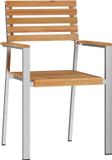 vidaXL Chaise de jardin teck massif et acier inoxydable marron avec coussin
