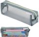 Merkloos Transparant Etui 19 cm - Nylon Pennenzak voor School & Kantoor - Grijs