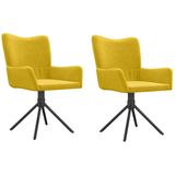 VidaXL Eetkamerstoelen draaibaar 2 st fluweel geel