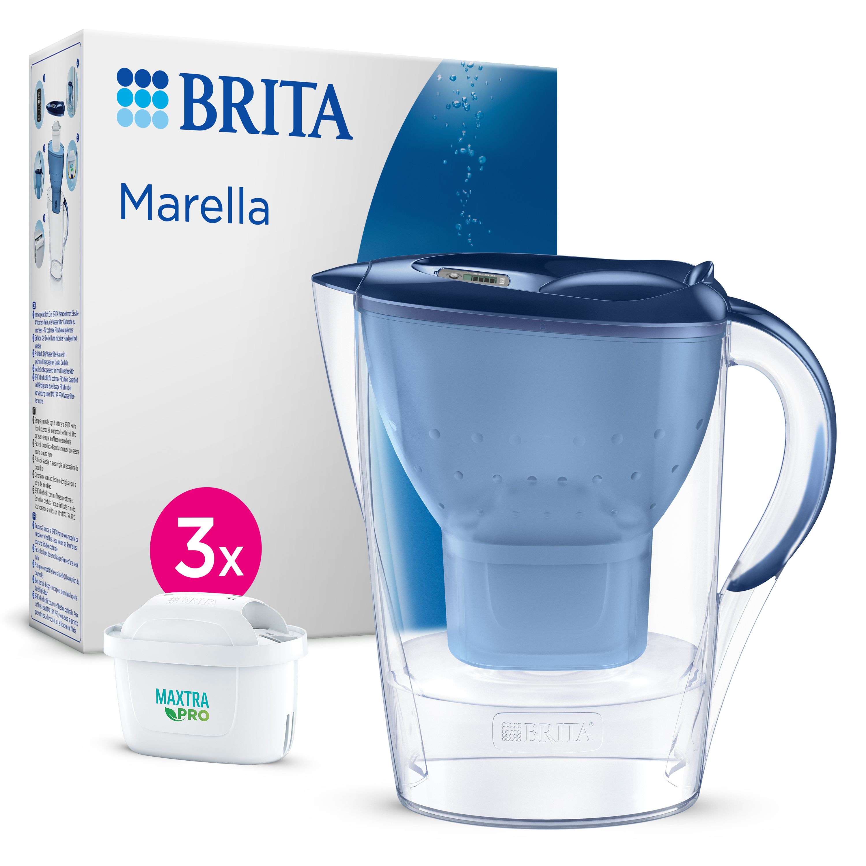 Brita Marella Waterfilterkan Cool 2,4 L Blauw met 3 MAXTRA PRO patronen