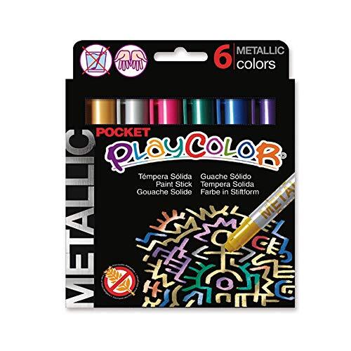 PlayColor 10351 5 g Metallic Pocket Solid Poster Paint Stick (Pak van 6)