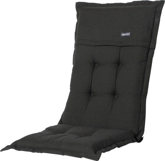 Madison Tuinstoelkussen Hoge Rug - 123x50 cm - Panama Rib Zwart - Acryl - Rechthoek