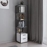 Moderne boekenplank, zwart en wit, 39 x 39 x 160 cm, 100% melamine gecoat deeltjesbord, 18 mm dik, stevig metalen frame, stijlvolle opslag voor thuis en op kantoor